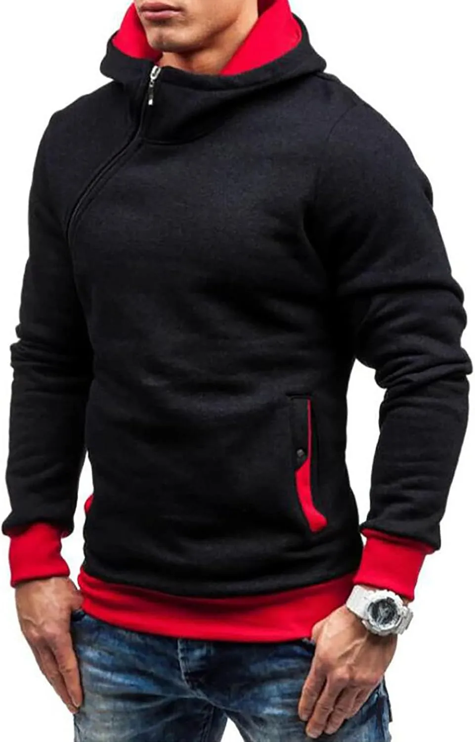 Ymosrh Fashion Coats for Men Camouflage Sports Sweatshirt Long Sleeve Zipper Hooded Jacket Coat Winter Jackets