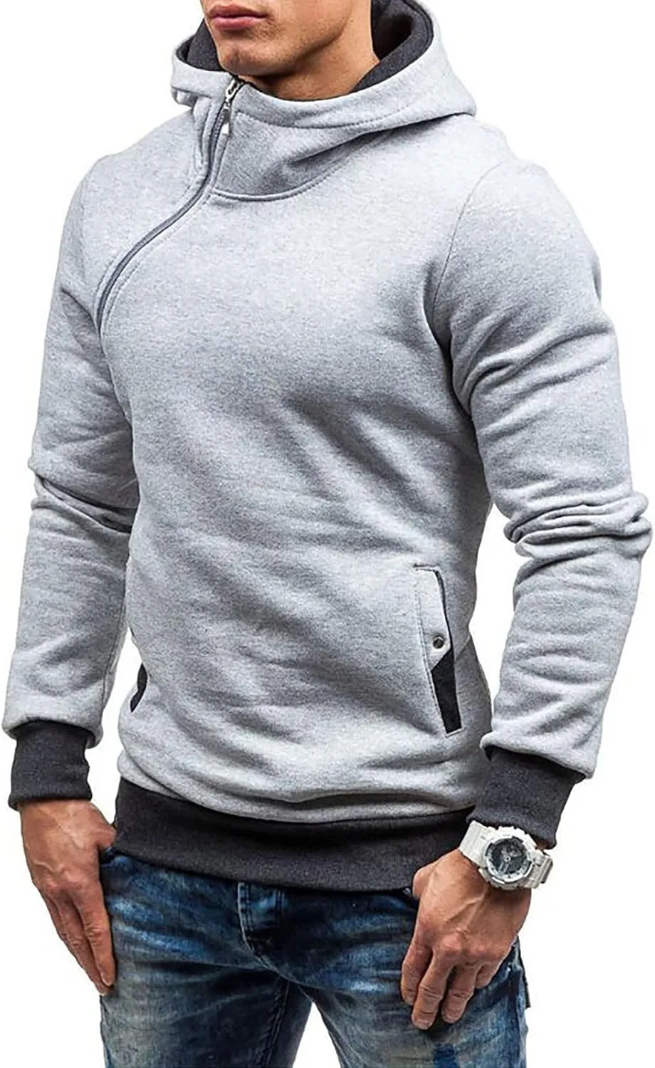 Ymosrh Fashion Coats for Men Camouflage Sports Sweatshirt Long Sleeve Zipper Hooded Jacket Coat Winter Jackets