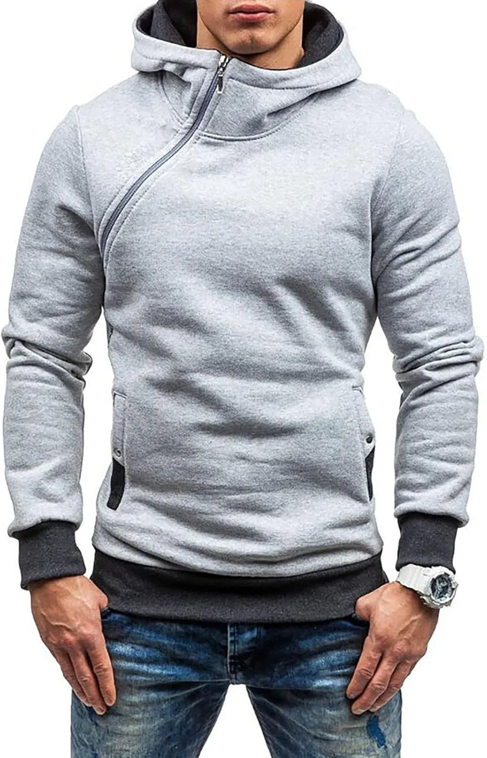 Ymosrh Fashion Coats for Men Camouflage Sports Sweatshirt Long Sleeve Zipper Hooded Jacket Coat Winter Jackets