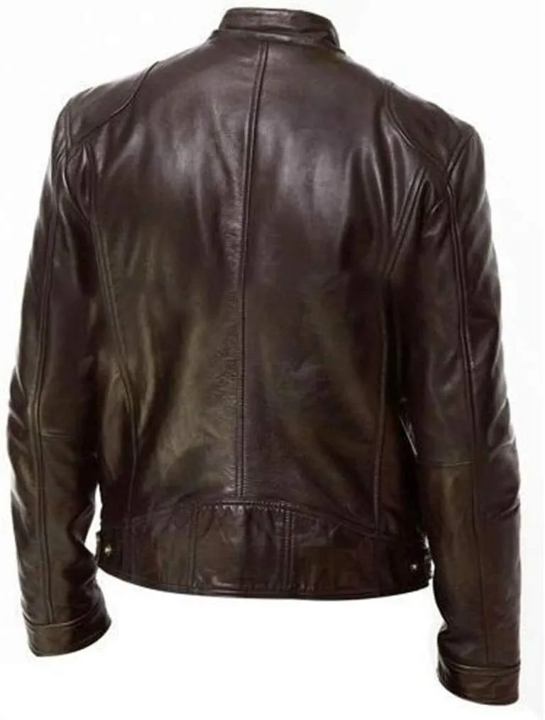 Ymosrh Fashion Coats for Men Cool Jacket Leather Long Sleeve Autumn Winter Stand Collar Club Coat Mens Jackets