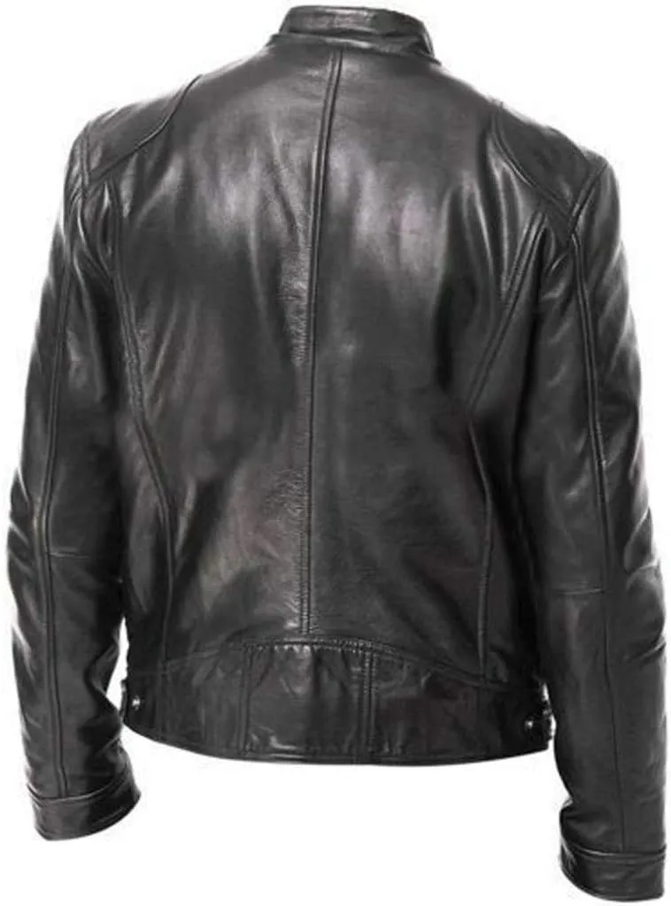 Ymosrh Fashion Coats for Men Cool Jacket Leather Long Sleeve Autumn Winter Stand Collar Club Coat Mens Jackets