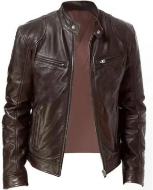 Ymosrh Fashion Coats for Men Cool Jacket Leather Long Sleeve Autumn Winter Stand Collar Club Coat Mens Jackets