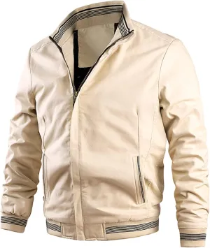 Ymosrh Fashion Coats for Men Jacket-Lightweight Casual Spring Fall Thin Bomber Zip Pockets Coat Outwear Jackets