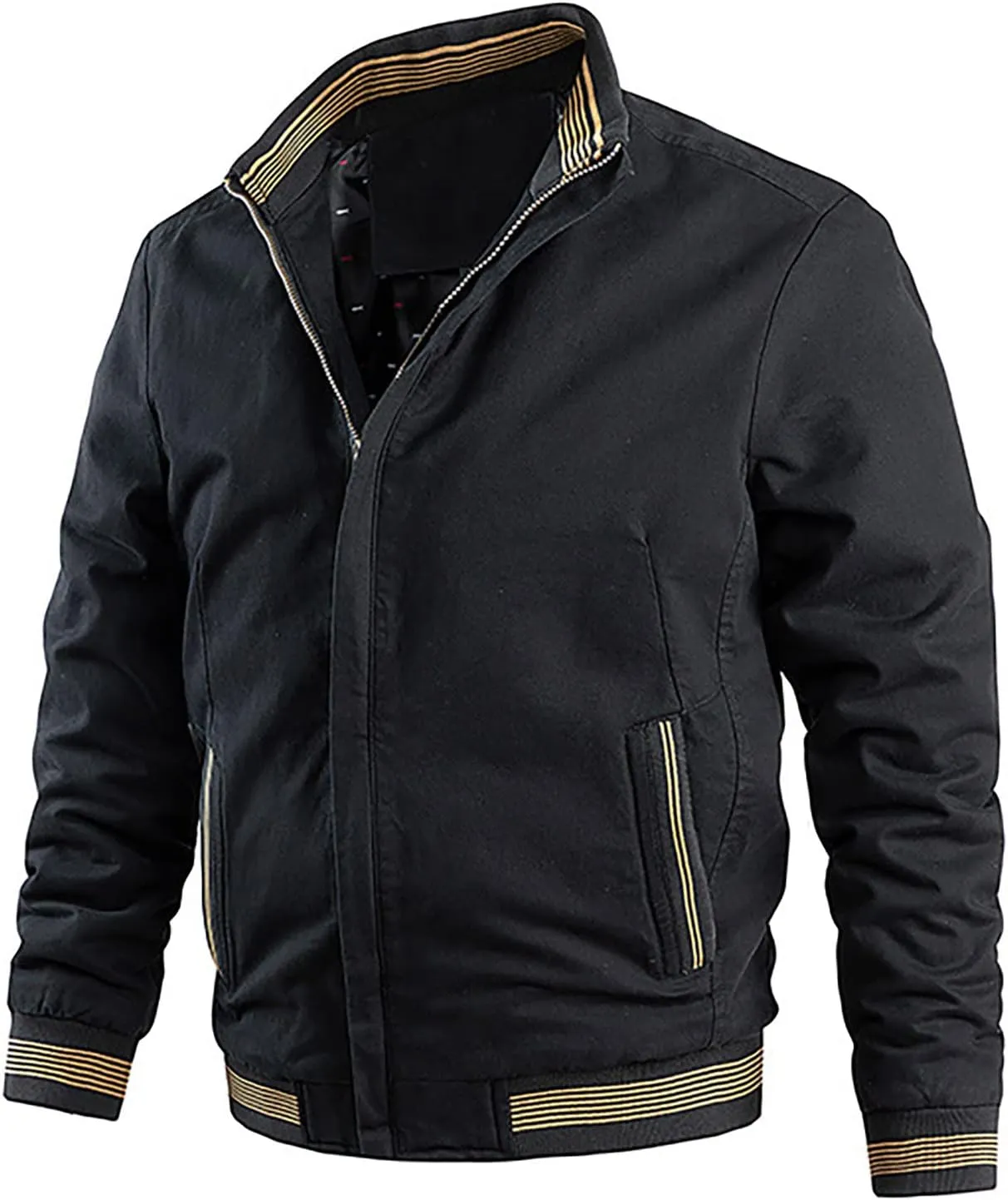 Ymosrh Fashion Coats for Men Jacket-Lightweight Casual Spring Fall Thin Bomber Zip Pockets Coat Outwear Jackets