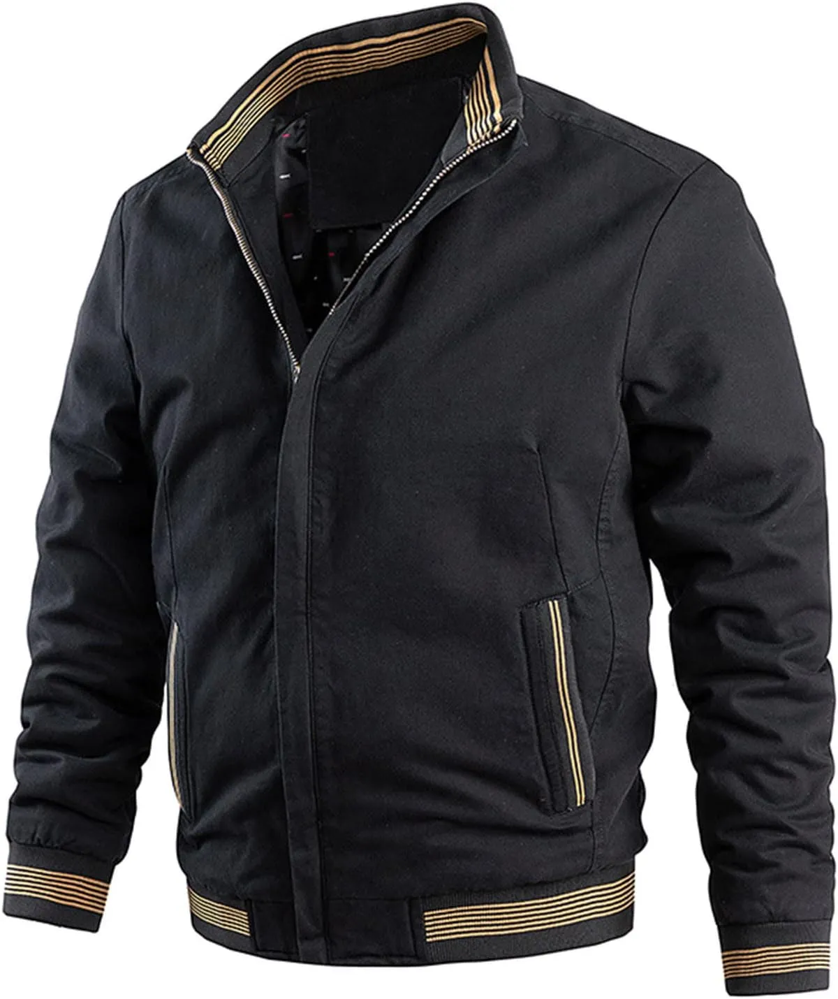 Ymosrh Fashion Coats for Men Jacket-Lightweight Casual Spring Fall Thin Bomber Zip Pockets Coat Outwear Jackets