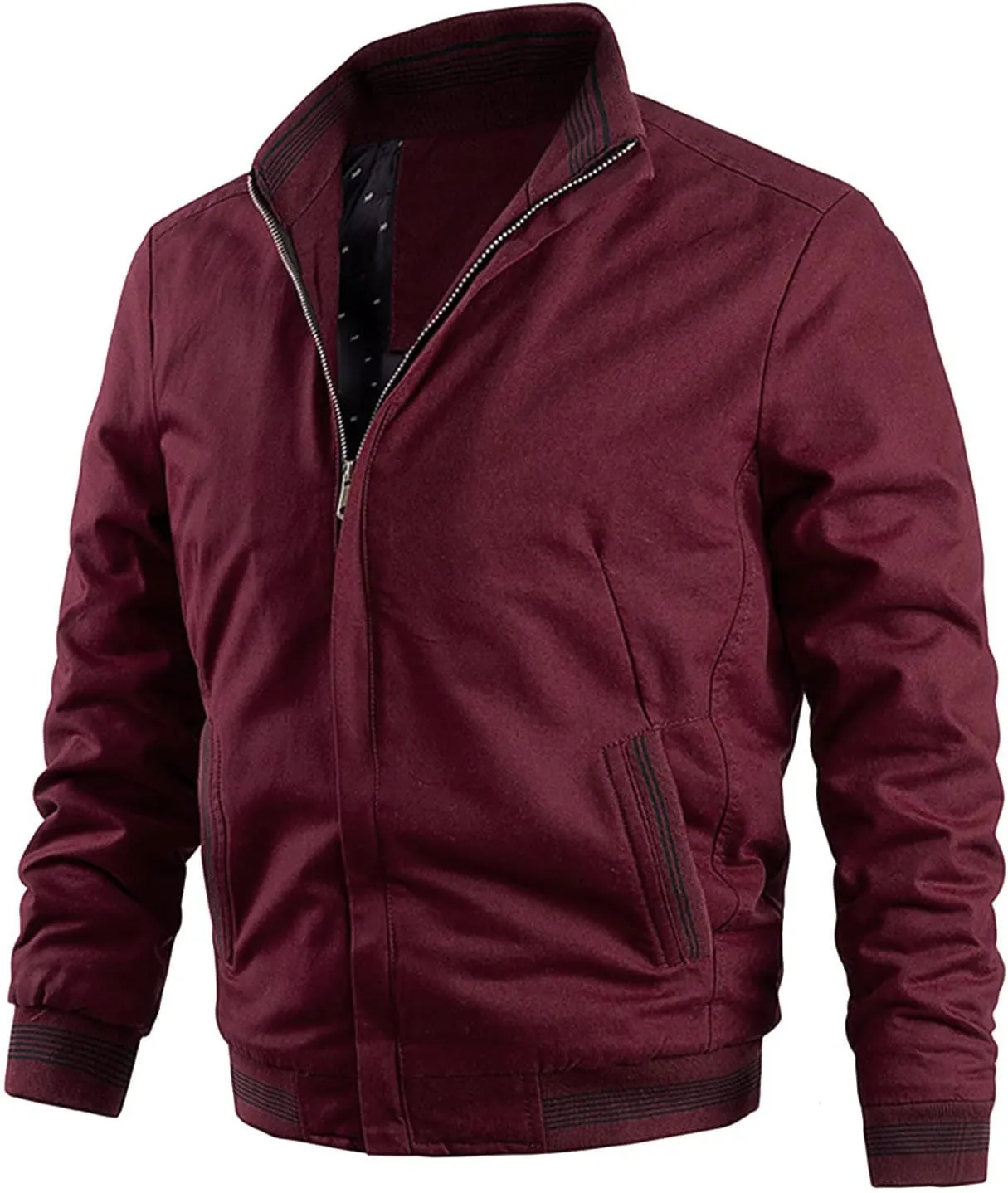 Ymosrh Fashion Coats for Men Jacket-Lightweight Casual Spring Fall Thin Bomber Zip Pockets Coat Outwear Jackets