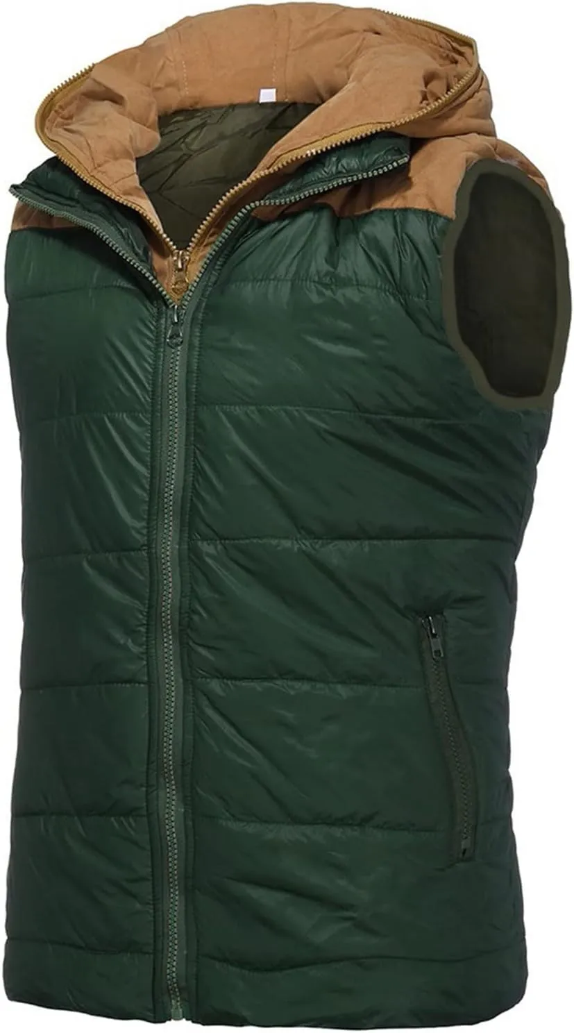 Ymosrh Men's Big and Tall Jackets Lightweight Water-Resistant Packable Hooded Puffer Down Vest Jacket Men's, S-5XL