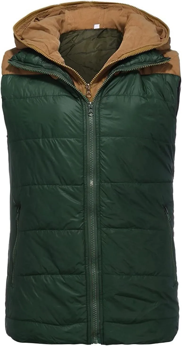 Ymosrh Men's Big and Tall Jackets Lightweight Water-Resistant Packable Hooded Puffer Down Vest Jacket Men's, S-5XL