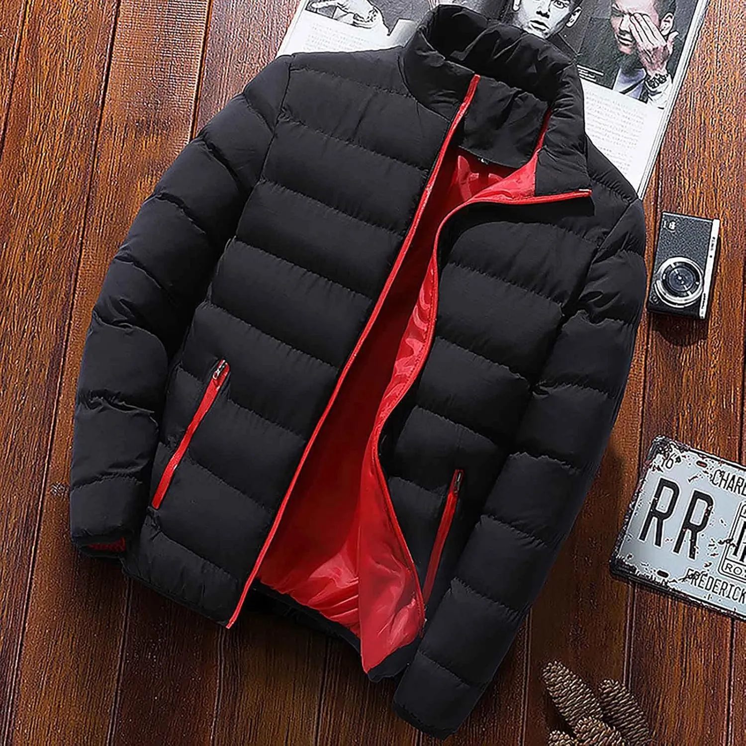 Ymosrh Men's Down Jackets Puffer Jacket Lightweight Warm Winter Coats Windproof Insulated Jacket Mens, L-5XL