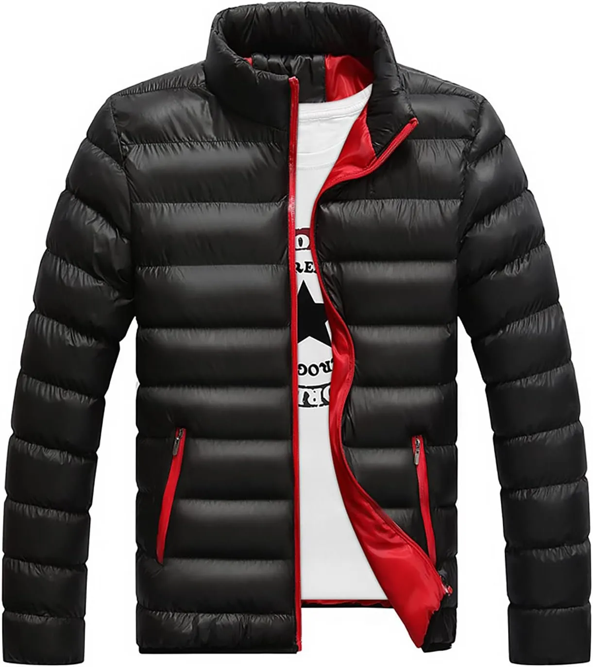 Ymosrh Men's Down Jackets Puffer Jacket Lightweight Warm Winter Coats Windproof Insulated Jacket Mens, L-5XL