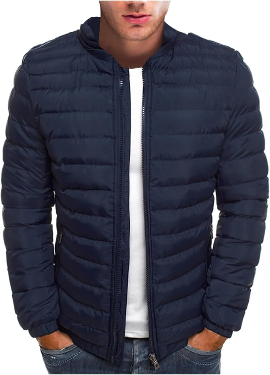 Ymosrh Men's Light Puffer Jacket Winter Coats Water-Resistant Lightweight Packable Jacket Casual Outerwear Jacket, M-2XL