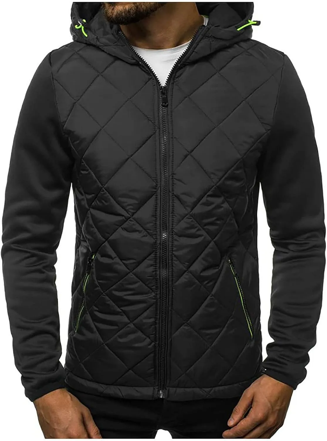 Ymosrh Men's Light Winter Jackets Lightweight Hooded Puffer Jacket Insulated Thermal Puffy Jackets Running Jacket, M-3XL