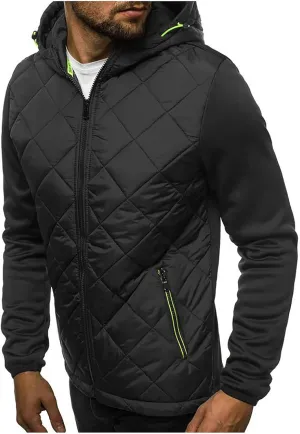 Ymosrh Men's Light Winter Jackets Lightweight Hooded Puffer Jacket Insulated Thermal Puffy Jackets Running Jacket, M-3XL