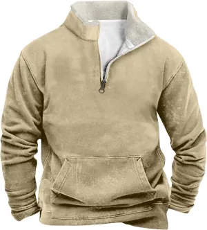 Ymosrh Men's Outdoor Work Sweatshirts Quarter Zip Sweater Pullover Long Sleeve Fleece Athletic Workout Golf Sweatshirt, M-5XL