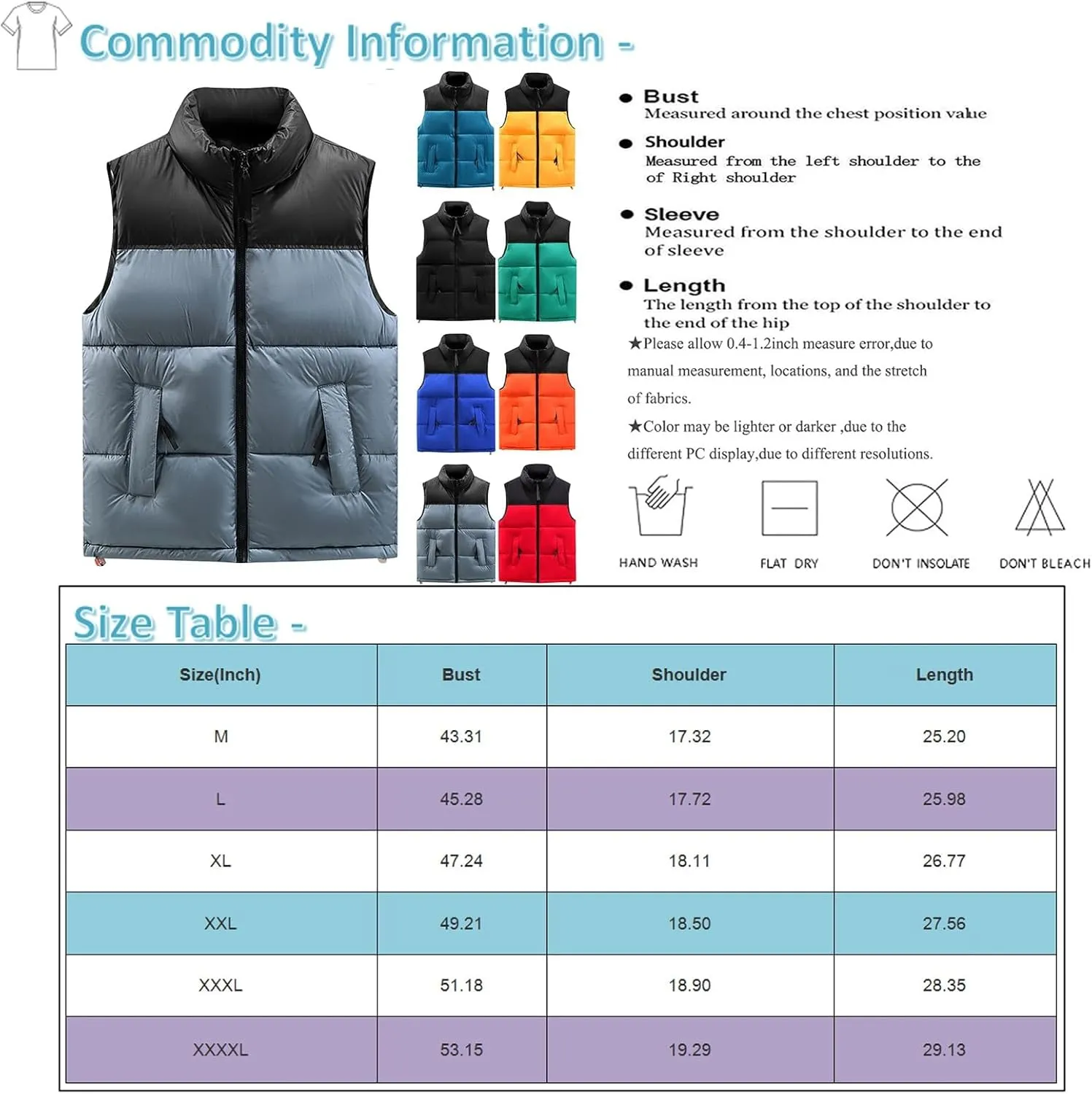 Ymosrh Men's Puffer Jacket Padded Down Vest Winter Casual Work Sports Travel Outdoor Jacket Mens, M-4XL