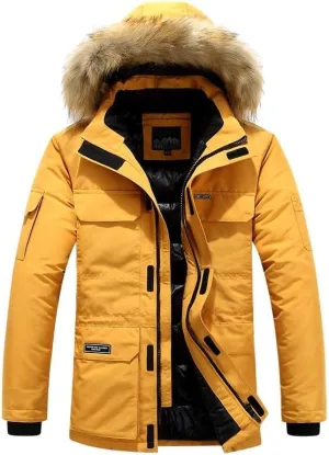 Ymosrh Men's Winter Down Jackets Coat Hooded Warm Puffer Jacket Waterproof Thicken Insulated Windproof Ski Jacket, M-6XL