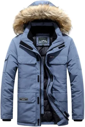 Ymosrh Men's Winter Down Jackets Coat Hooded Warm Puffer Jacket Waterproof Thicken Insulated Windproof Ski Jacket, M-6XL