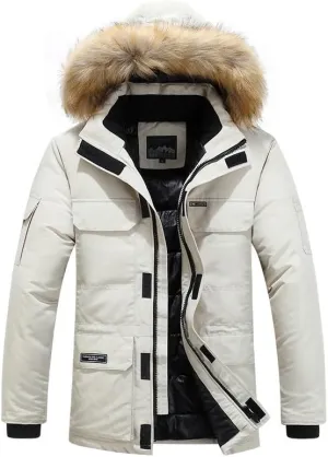 Ymosrh Men's Winter Down Jackets Coat Hooded Warm Puffer Jacket Waterproof Thicken Insulated Windproof Ski Jacket, M-6XL