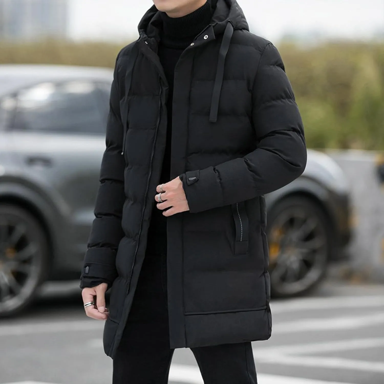 Ymosrh Men's Winter Jacket Thickened Warm Down Coats Windproof Waterproof Casual Fashion Puffer Jacket, M-5XL