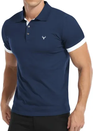 YTD Mens Classic Polo Shirt Short Sleeve Shirts Lightweight Slim Fit Casual Tops