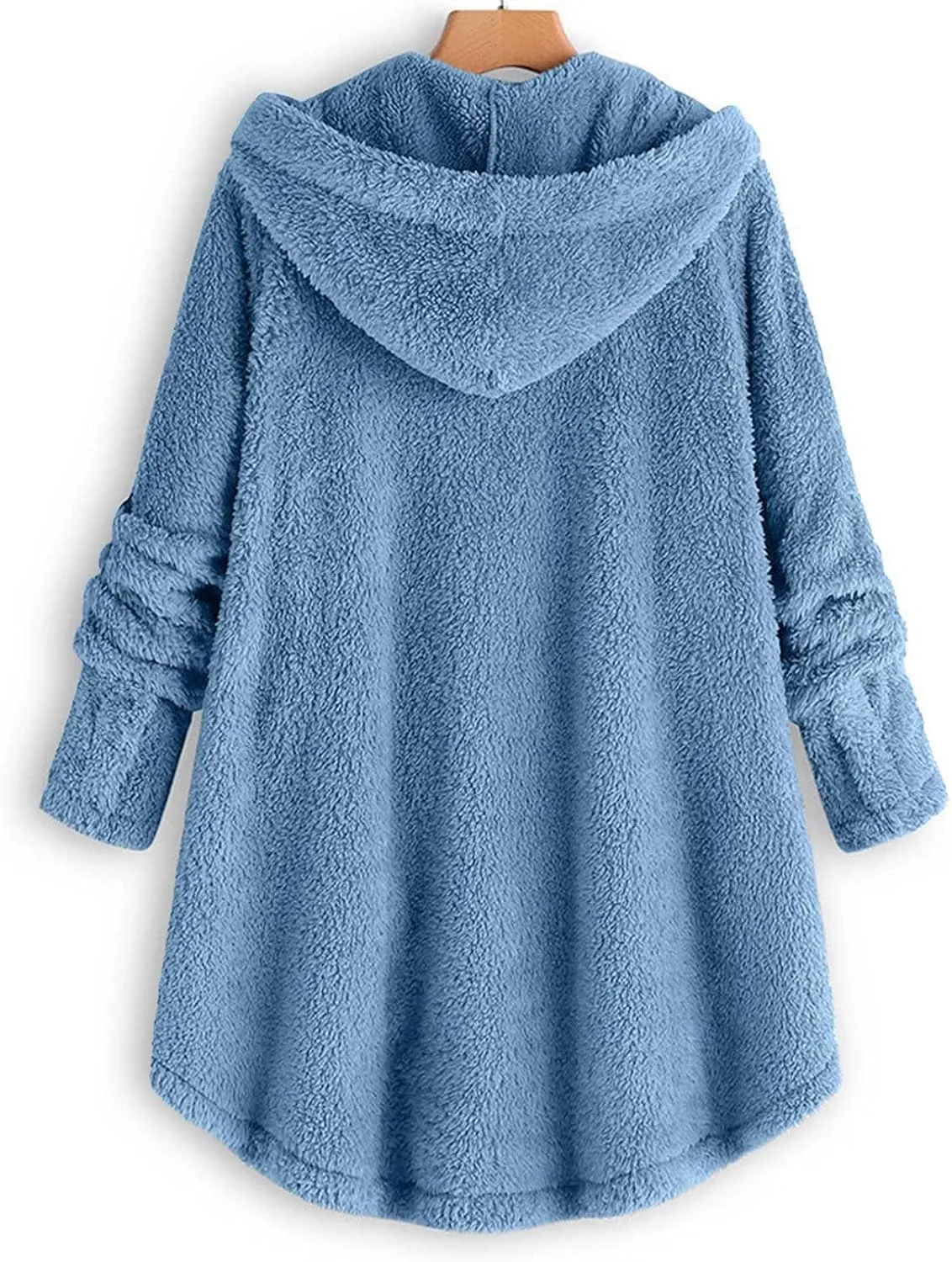 ZDRZK Women Jacket With Plus Size Fall Winter Soft Hoodie Outwear Button Down Long Sleeve Fuzzy Fleece Casual Coats