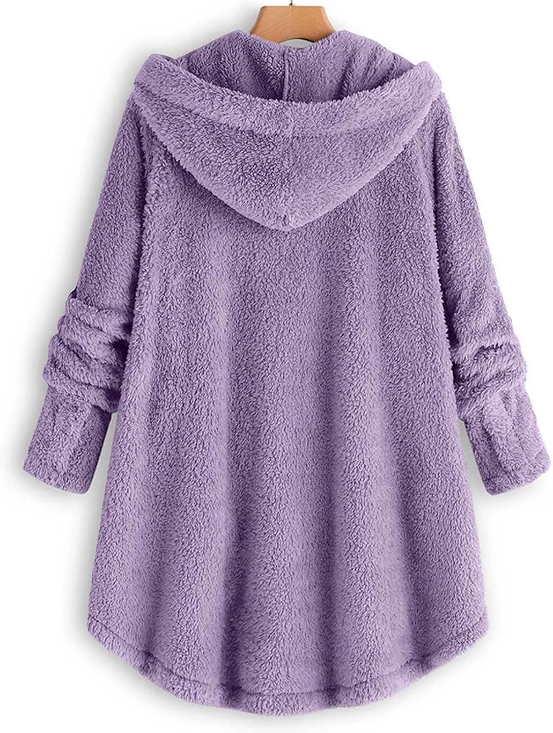 ZDRZK Women Jacket With Plus Size Fall Winter Soft Hoodie Outwear Button Down Long Sleeve Fuzzy Fleece Casual Coats