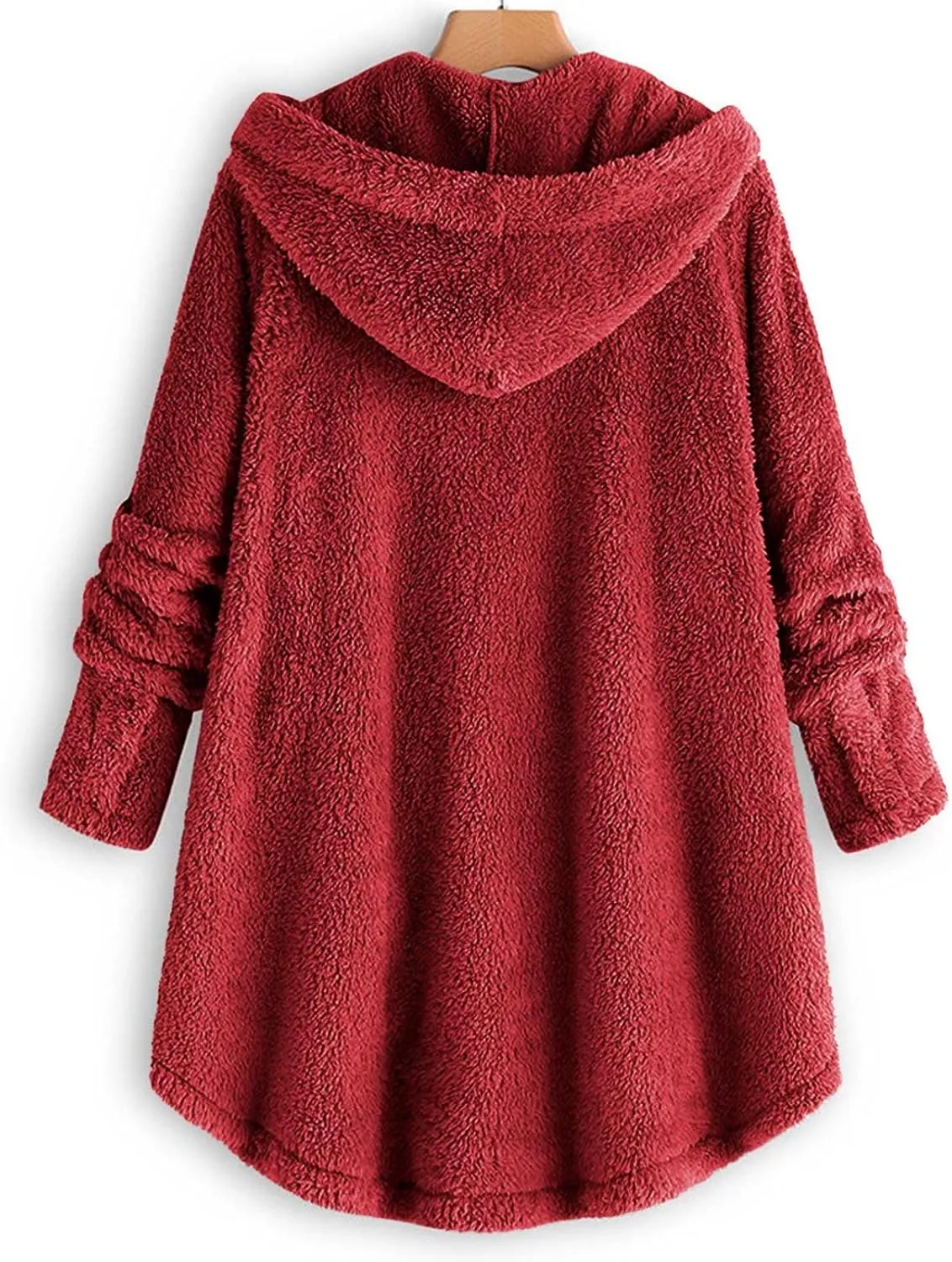 ZDRZK Women Jacket With Plus Size Fall Winter Soft Hoodie Outwear Button Down Long Sleeve Fuzzy Fleece Casual Coats
