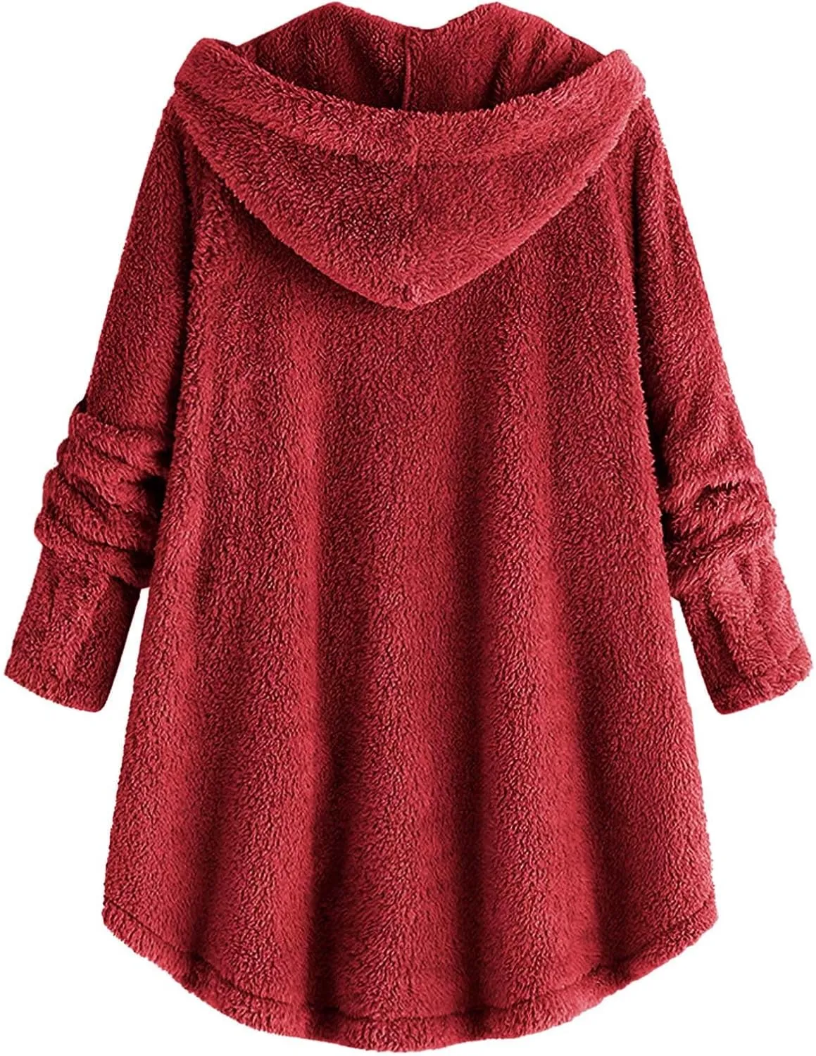 ZDRZK Women Jacket With Plus Size Fall Winter Soft Hoodie Outwear Button Down Long Sleeve Fuzzy Fleece Casual Coats