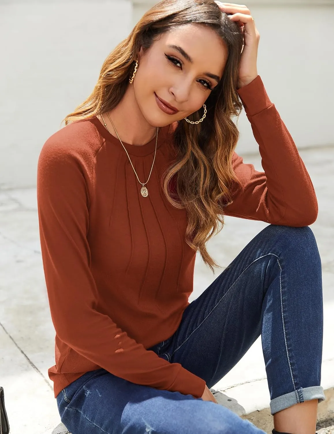 Zeagoo Women Long Sleeve Shirts Casual Tops Blouses Fashion Pleated Tunic Fall Clothes 2024